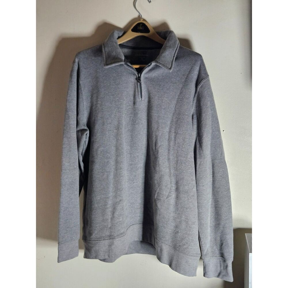 Croft & Barrow Mens XL Gray Quarter Zip Pullover Sweatshirt Long Sleeve Collar